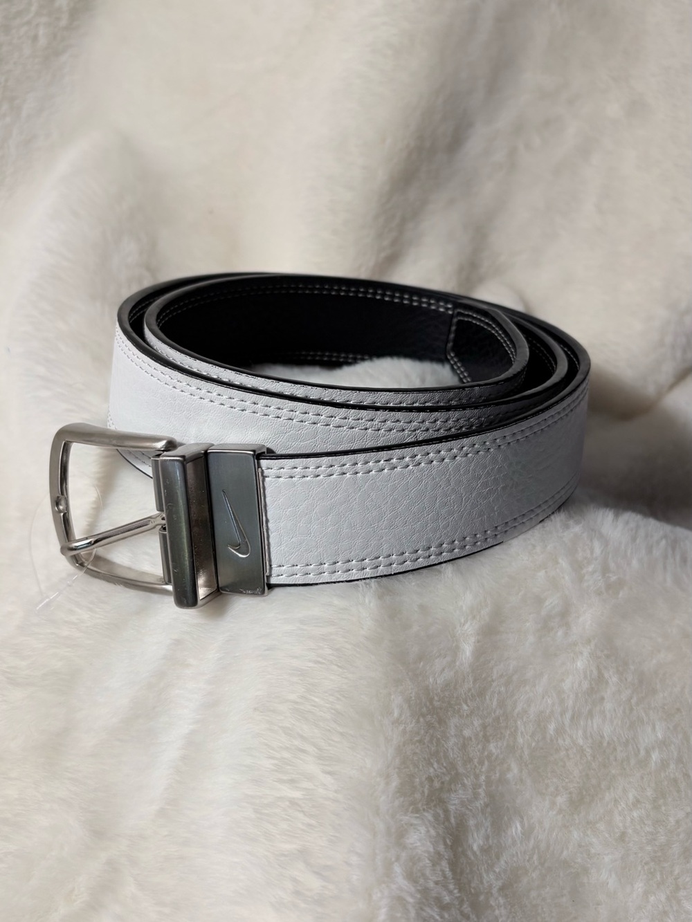 Nike White and Black Reversible Leather Belt